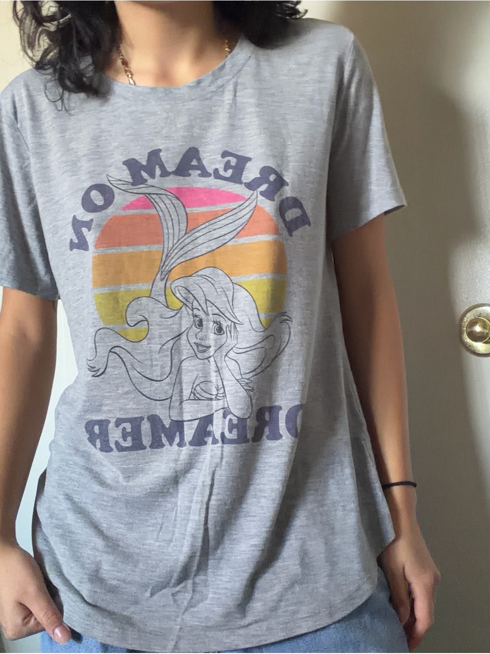 Gray 'Dream On Dreamer’ Graphic Women's Tee - Ariel Mermaid Design